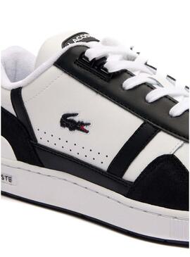 Scarpe Lacoste T-Clip in pelle bianca e nera da uomo