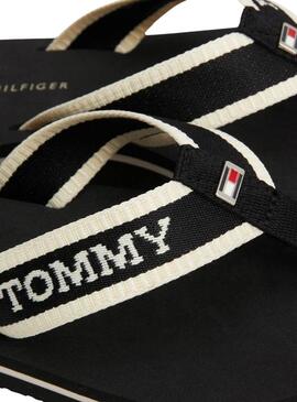 Infradito Tommy Hilfiger Webbing Nero per Donna