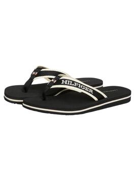 Infradito Tommy Hilfiger Webbing Nero per Donna