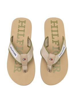 Ciabatte Tommy Hilfiger Patch Beige per Uomo