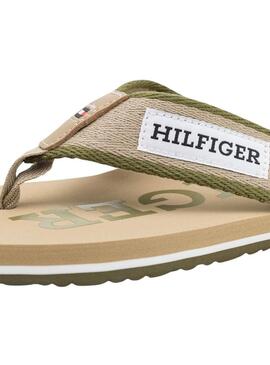 Ciabatte Tommy Hilfiger Patch Beige per Uomo