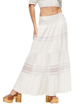 Gonna Superdry Ibiza Maxi Bianca per Donna