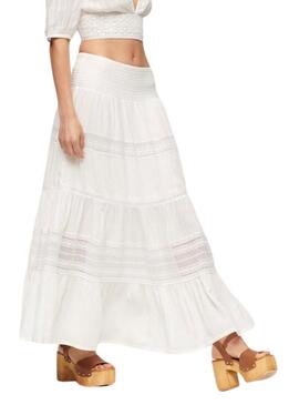 Gonna Superdry Ibiza Maxi Bianca per Donna