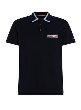 Maglia polo Tommy Hilfiger con ricamo blu marino per uomo