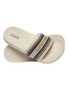 Ciabatte Superdry Vegan Webbing Pool Bianche per Donna