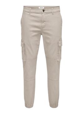 Pantaloni Only and Sons Carter beige per uomo.