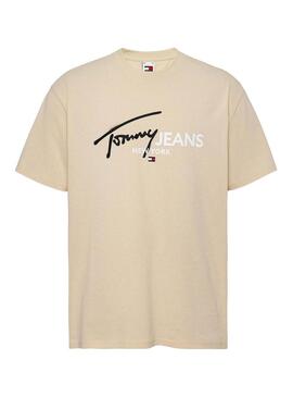 Maglietta Tommy Jeans Spray Pop Beige per Uomo