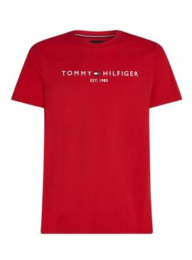 Maglietta Tommy Hilfiger Logo Rosso per Uomo