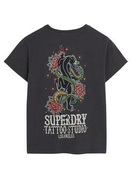 Maglietta Superdry Tattoo Antracite per Donna