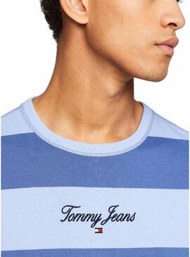 Maglietta Tommy Jeans Bold Stripe Blu per uomo