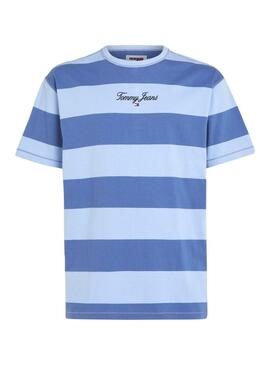 Maglietta Tommy Jeans Bold Stripe Blu per uomo