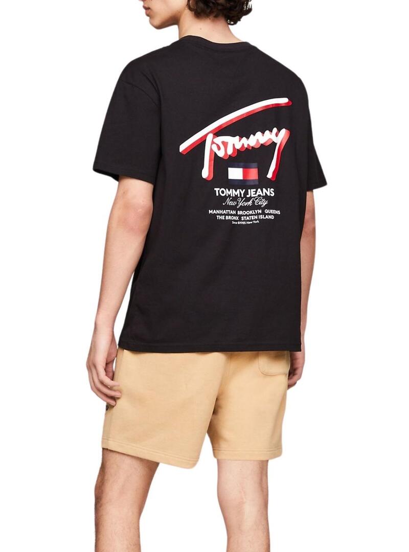 Maglietta Tommy Jeans 3D Street Signature nera per uomo