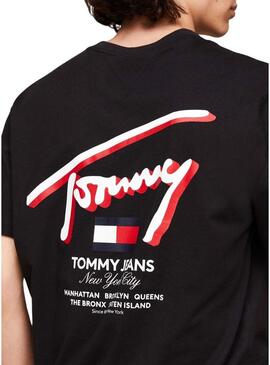 Maglietta Tommy Jeans 3D Street Signature nera per uomo