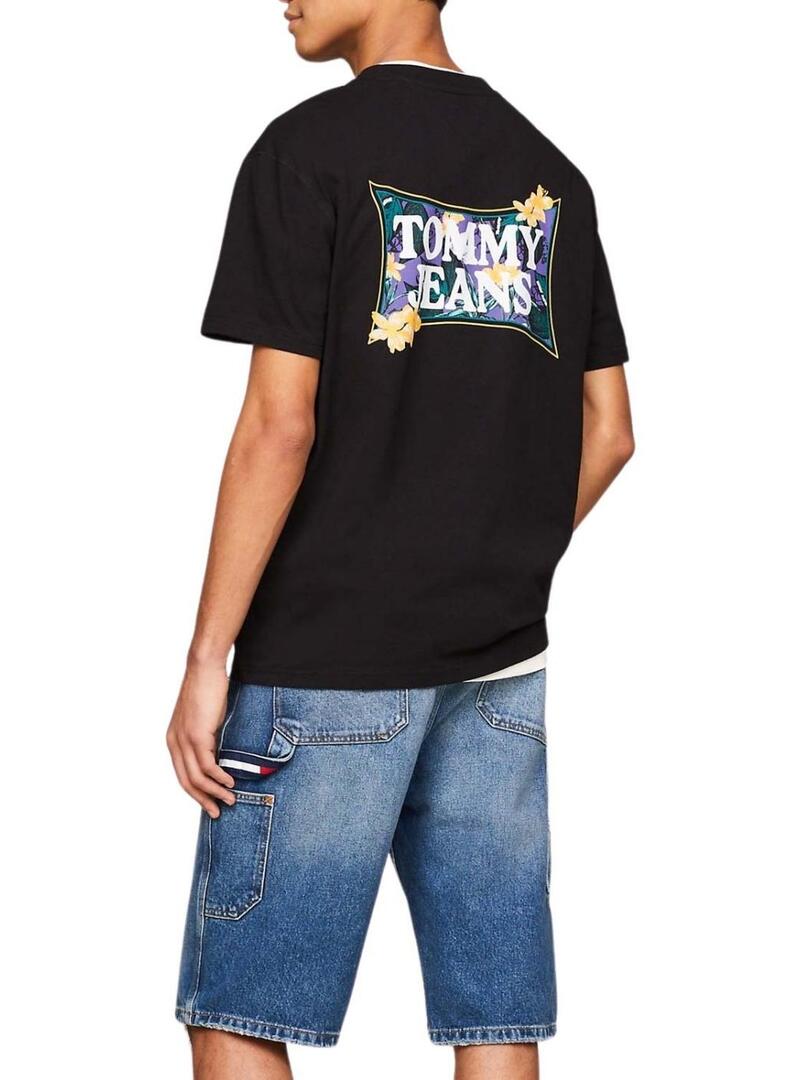 Maglietta Tommy Jeans Flower Regular Nera per Uomo