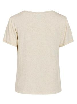 Maglietta Vila Vinoella V-Neck beige per donna