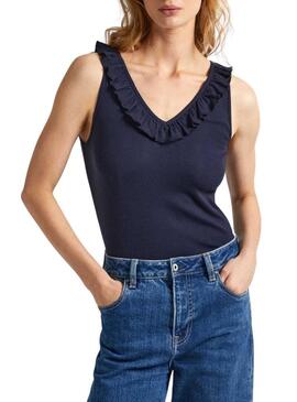 Maglietta Pepe Jeans Leire Blu Scuro per Donna