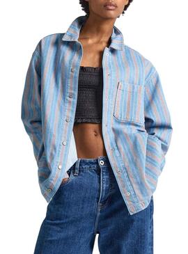 Camicia sovrapposta Pepe Jeans River Blu per donna