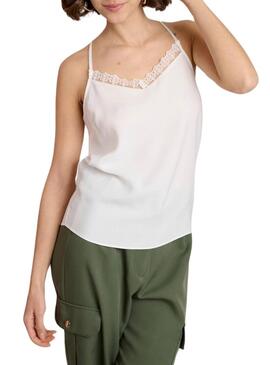 Top Naf Naf in pizzo bianco per donna.