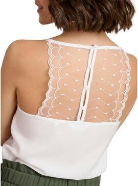 Top Naf Naf in pizzo bianco per donna.