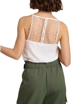 Top Naf Naf in pizzo bianco per donna.