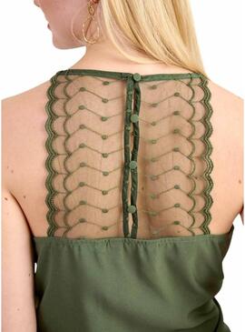 Top Naf Naf in pizzo verde per donna.