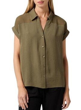 Camicia Naf Naf verde semitrasparente per donna