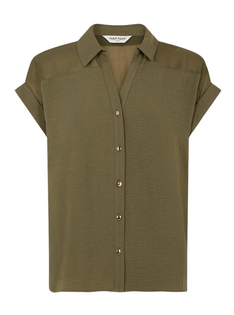 Camicia Naf Naf verde semitrasparente per donna