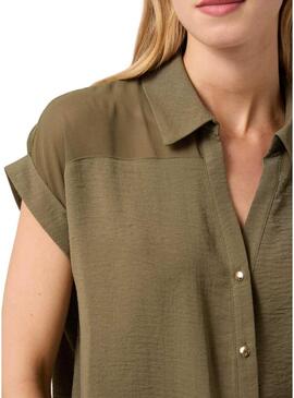 Camicia Naf Naf verde semitrasparente per donna