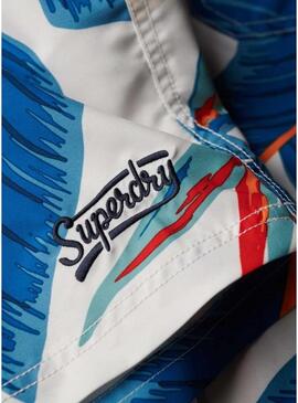 Costume da bagno Superdry Hawaiian blu e bianco per uomo