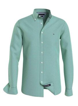 Camicia Tommy Hilfiger Flex Testurizzata Verde per Uomo