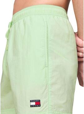 Costume da bagno Tommy Jeans Heritage Crinkle Nylon Verde Per Uomo