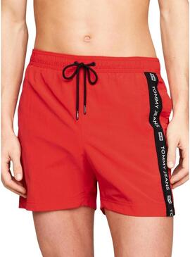 Costume da bagno Tommy Jeans Drawstring Side Tape Rosso per uomo