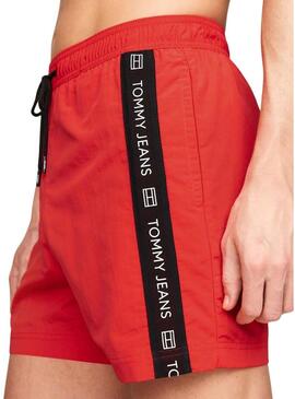 Costume da bagno Tommy Jeans Drawstring Side Tape Rosso per uomo