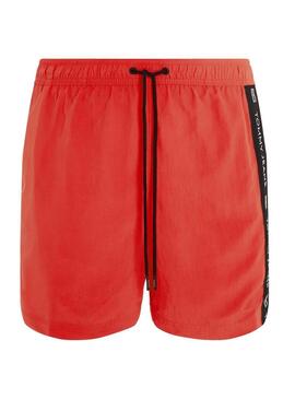 Costume da bagno Tommy Jeans Drawstring Side Tape Rosso per uomo