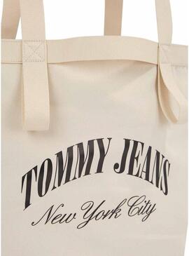 Borsa Tommy Jeans Hot Summer Tote Beige per donna