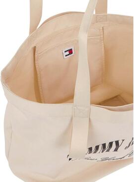 Borsa Tommy Jeans Hot Summer Tote Beige per donna