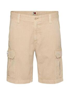 Bermuda Tommy Jeans Ethan Cargo Beige per Uomo