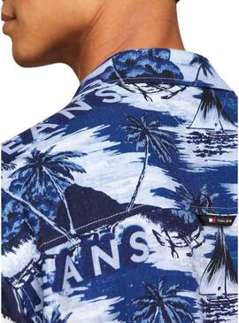 Camicia Tommy Jeans Hawaiian blu per uomo.