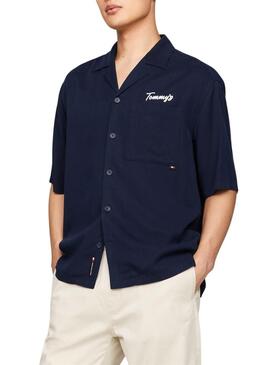 Camicia Tommy Jeans Resort Relaxed Marino Per Uomo