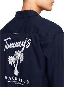 Camicia Tommy Jeans Resort Relaxed Marino Per Uomo