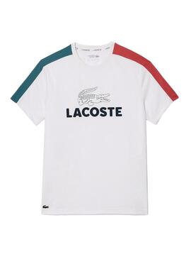 Maglietta Lacoste Tennis Colorblock Bianca per Uomo