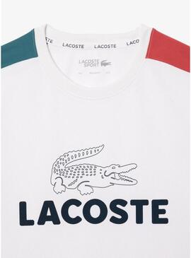 Maglietta Lacoste Tennis Colorblock Bianca per Uomo