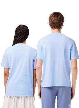 Maglietta Lacoste Dyed Blu per Donna e Uomo