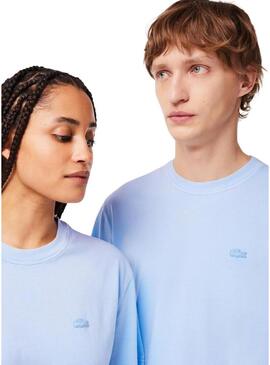 Maglietta Lacoste Dyed Blu per Donna e Uomo