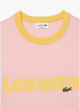 Maglietta Lacoste Retro Rosa per Uomo