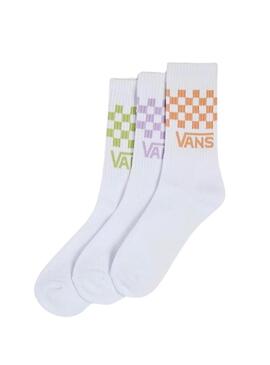 Calze Vans Pack Check Crew Bianchi per Donna e Uomo