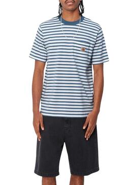 Maglietta Carhartt Pocket Stripe Blu e Bianca