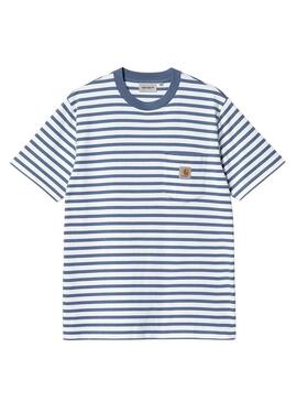 Maglietta Carhartt Pocket Stripe Blu e Bianca