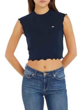 Top Tommy Jeans Slim Crop Babylock Marina per Donna