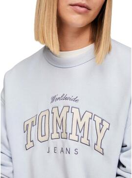 Felpa Tommy Jeans Relaxed Varsity Luxe Blu per donna